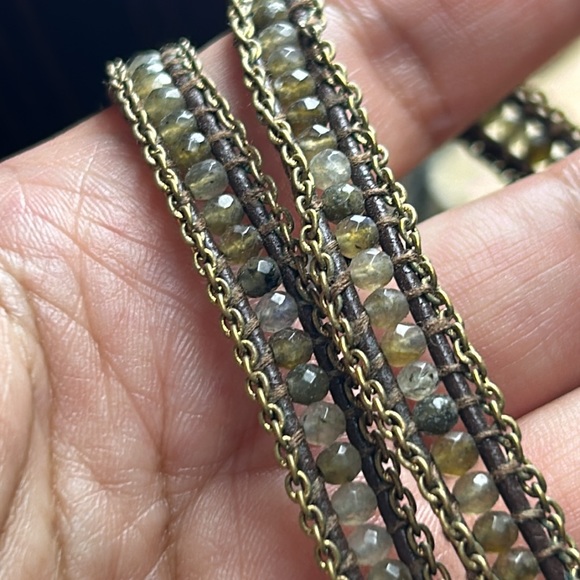 🖤CHAN LUU Labradorite Sterling silver Chain Leather wrap bracelet - Picture 8 of 11